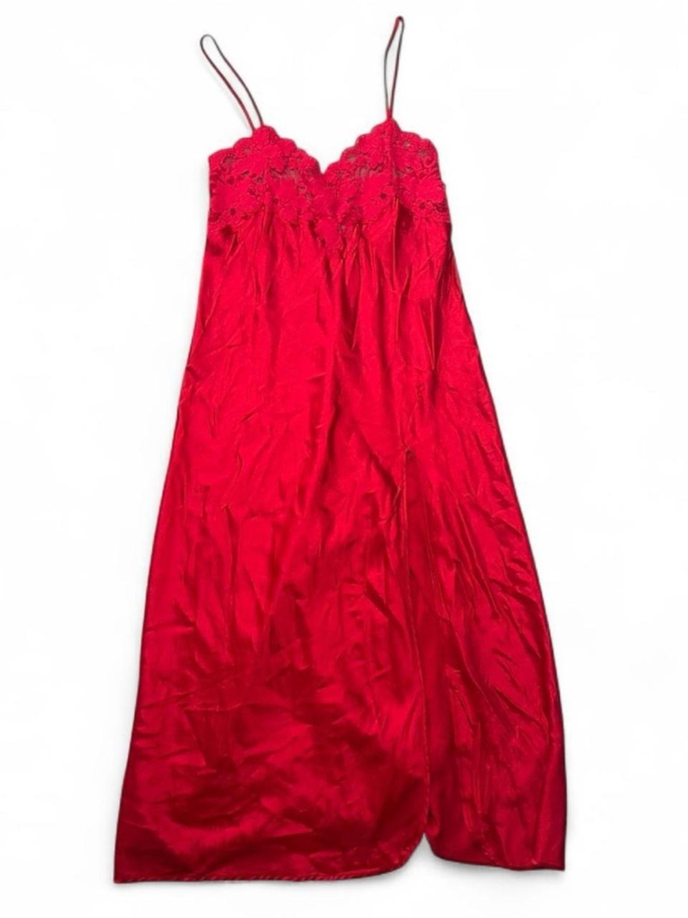 Vintage 90s Victoria’s Secret red lace slip dress